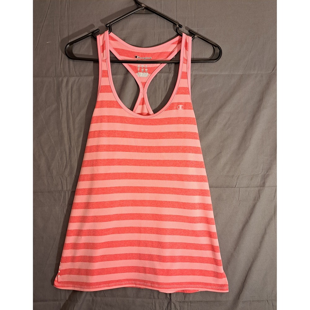 Champion Striped Racerback Tank   Workout Top Womens Size Large‎ Pink Red